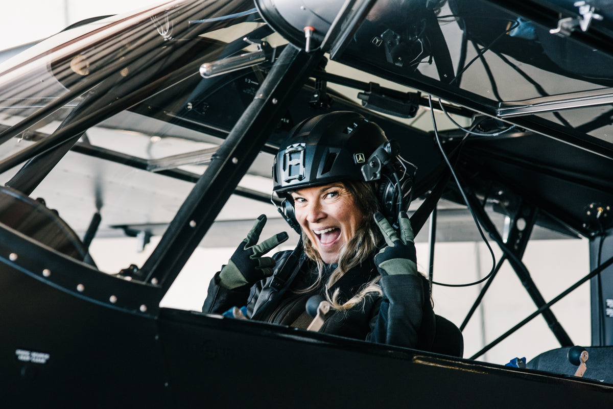 Pilot in the cockpit of a backcountry airplane