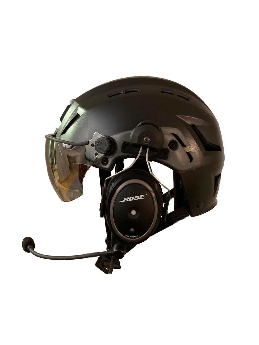 Helmet with visor down