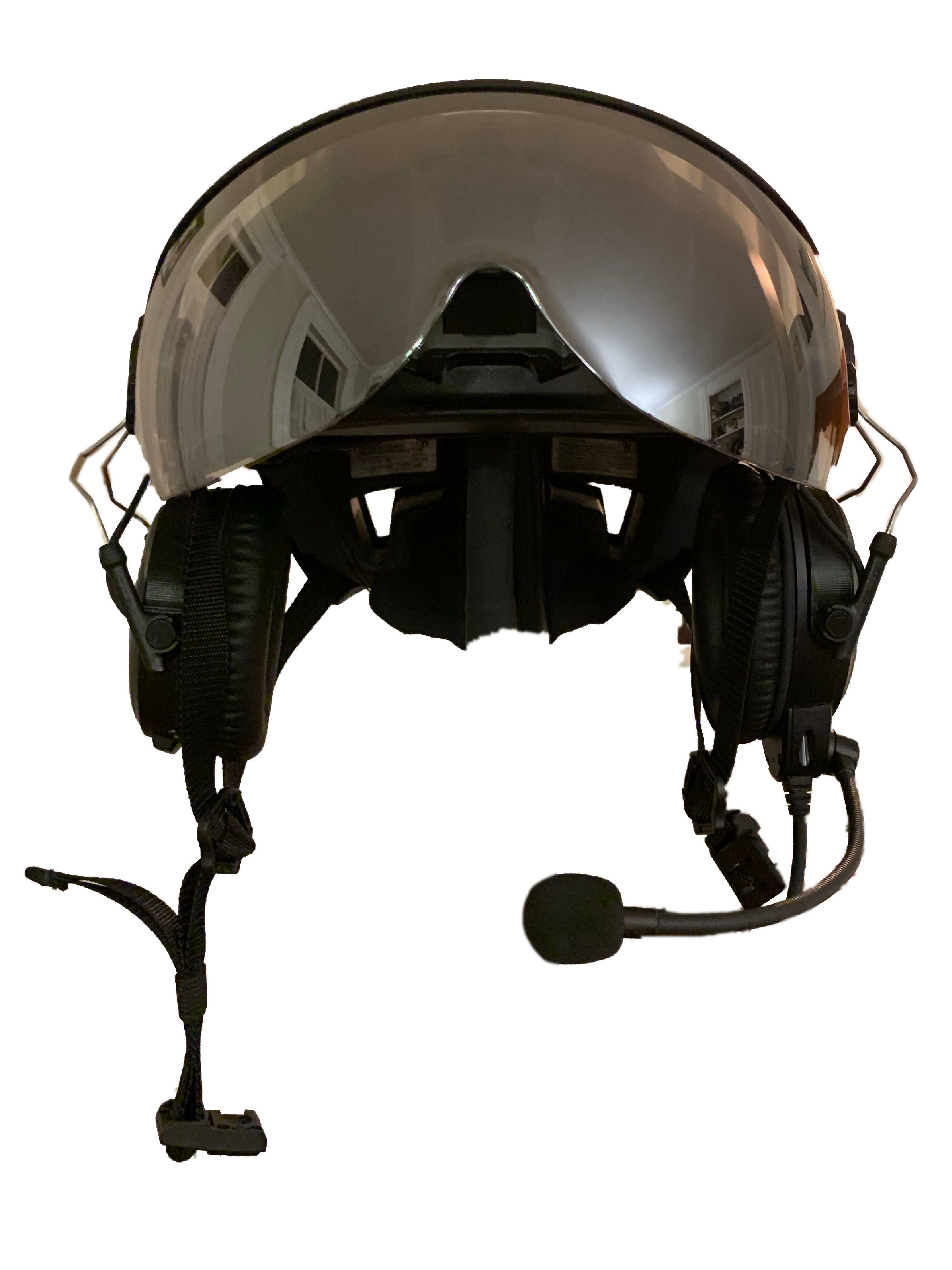 Flight visor fitted to a Sky Cowboy helmet