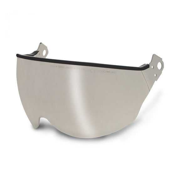 Retractable flight visor, silver mirror tint