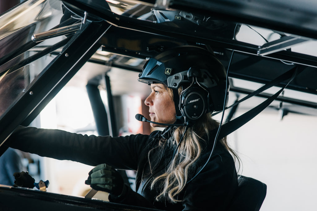 Sky Cowboy helmet in flight
